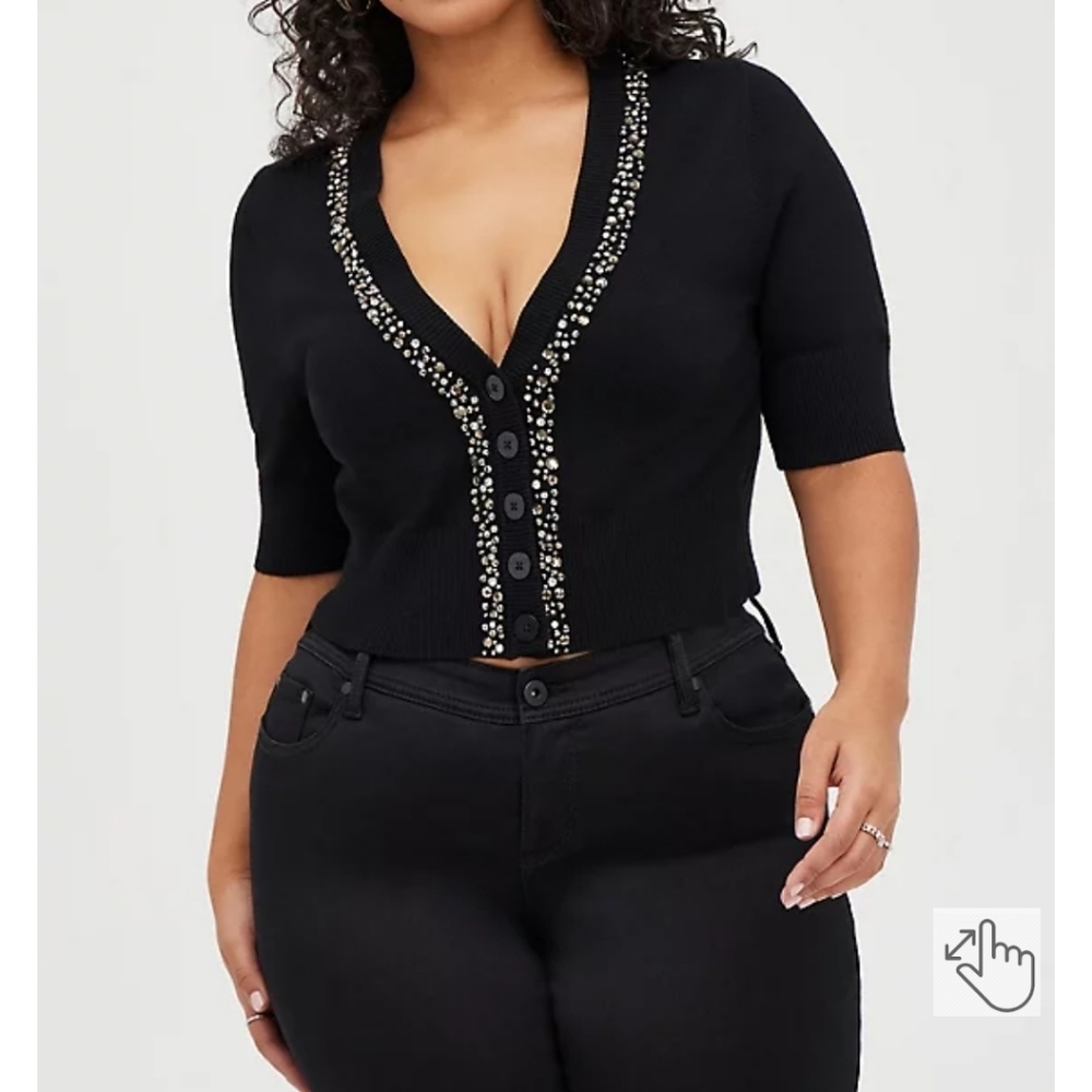 🆕️✨️ 3X EMBELLISHED CROPPED CARDIGAN - BLACK✨️